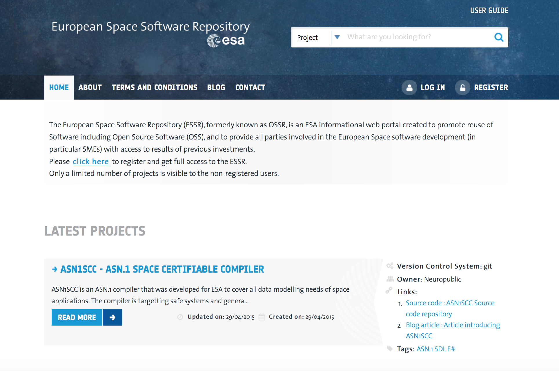 European Space Software Repository_portal